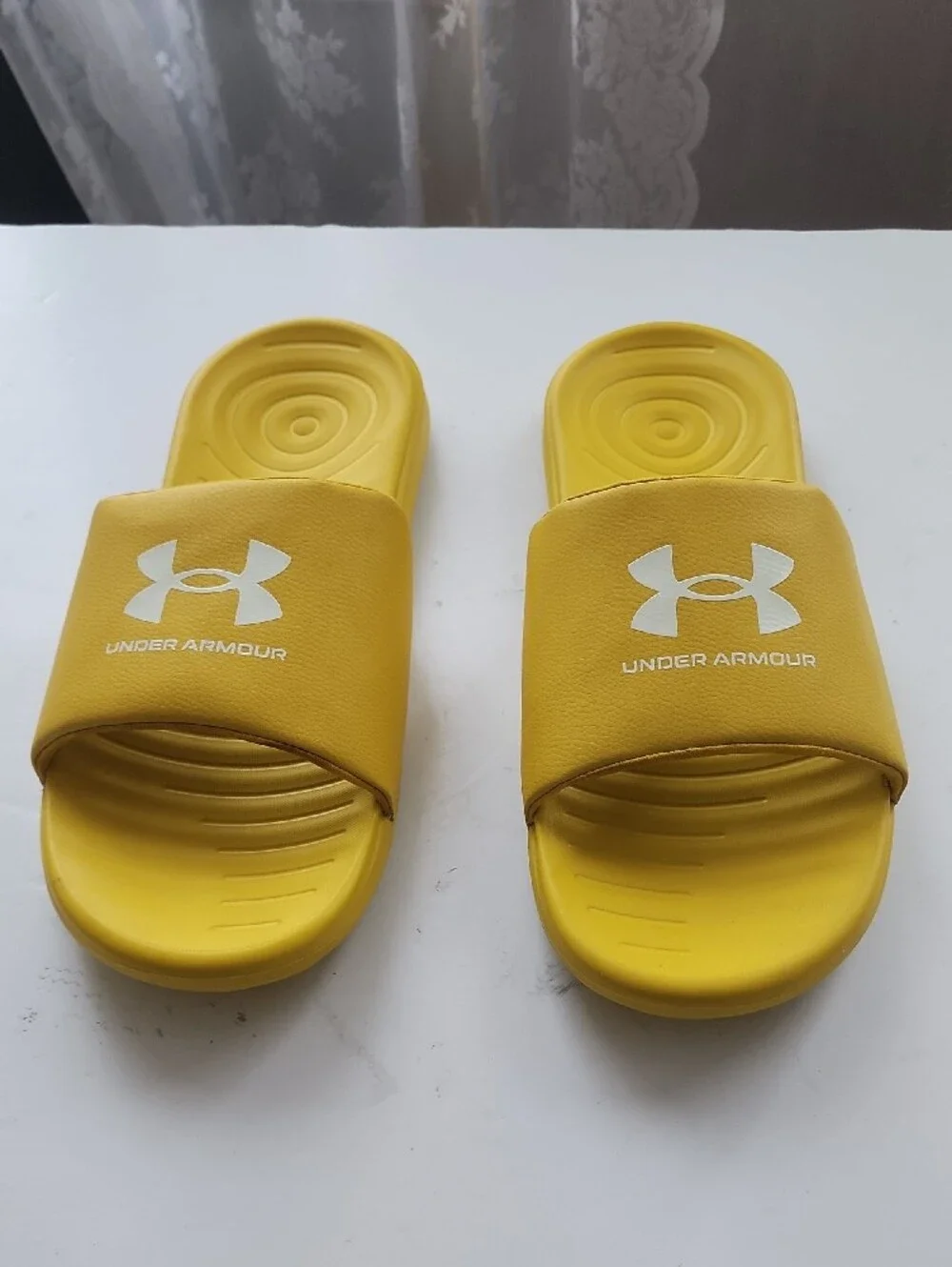 Under Armour Yellow Men's Slide Sandals with White Logo